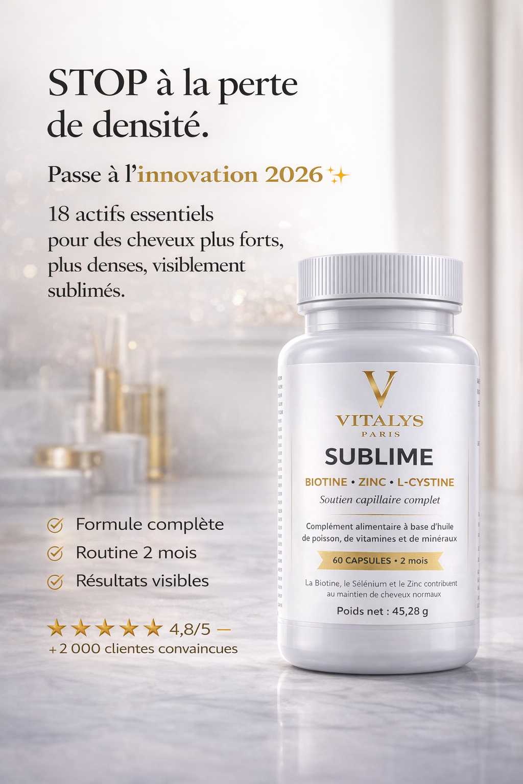 SUBLIME – Cheveux Forts, Denses & Brillants | 18 Actifs en 1 Capsule