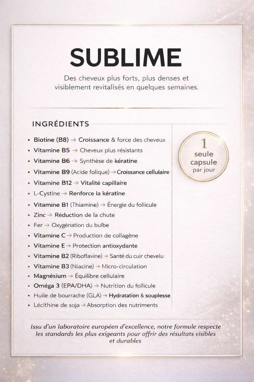 SUBLIME – Cheveux Forts, Denses & Brillants | 18 Actifs en 1 Capsule